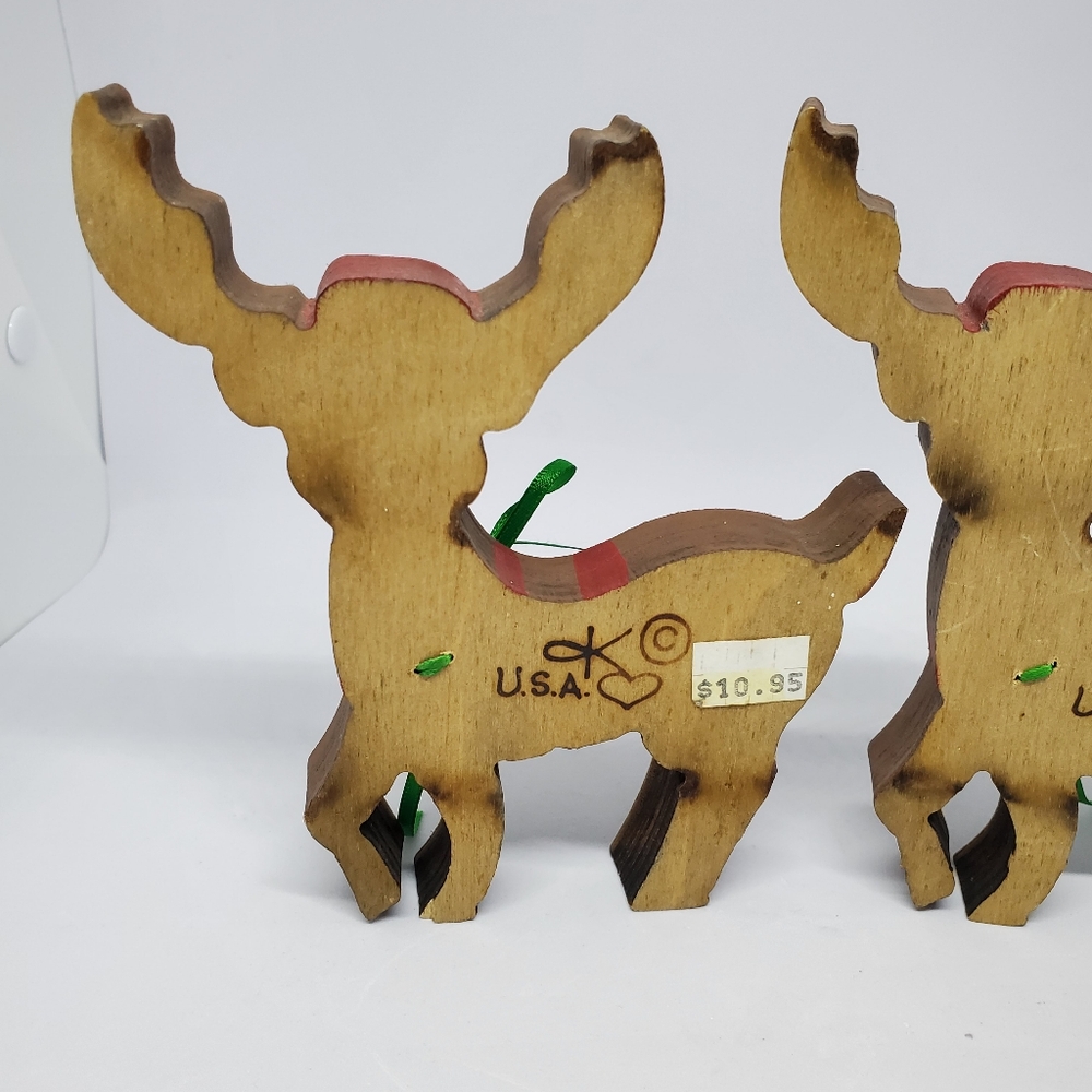 Sheila's Collectibles Vtg Wood Reindeer Figures Primitive Rustic Christmas 5.25" - Picture 7 of 14